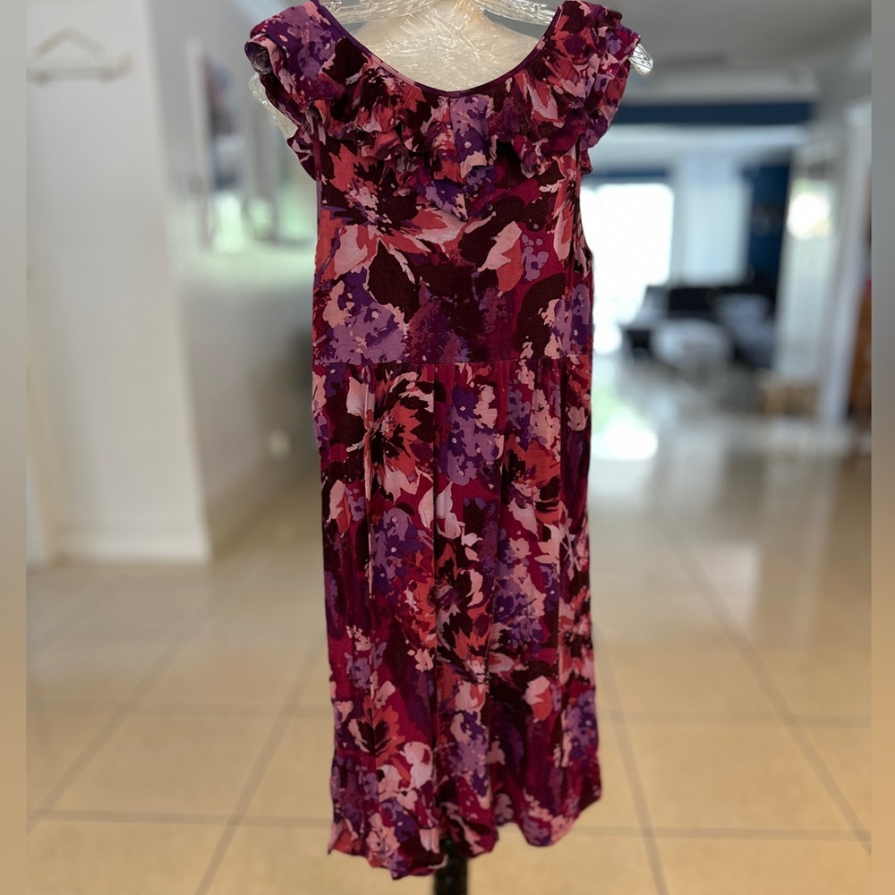 a.n.a Vibrant Floral Dress with Ruffle Sleeves - Picture 2 of 2